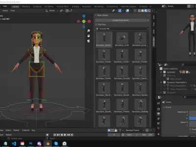 Secretary Business Woman Character  Low-poly 3D model