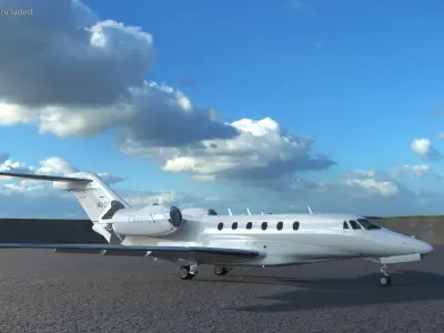  Cessna Citation X Jet Landing Animated Rigged 