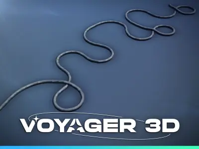 Network Cable Single 90cm Black Low-poly 3D model