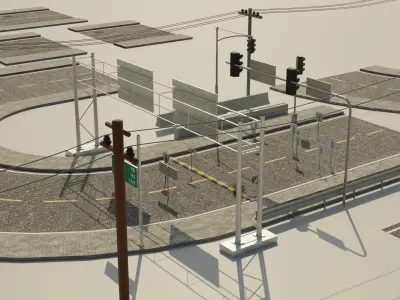 City Street Road Lowpoly Assets Pack Low-poly 3D model