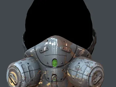 Gas mask helmet 3d model scifi  Low-poly 3D model