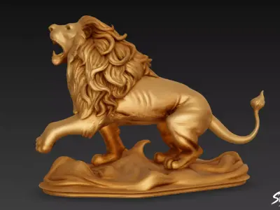 Lion Statue V19 Low-poly 3D model