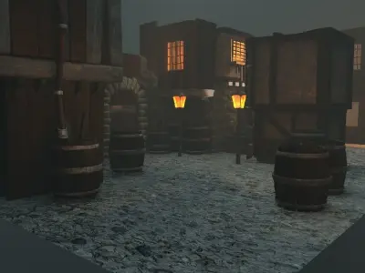 cartoon street Low-poly 3D model