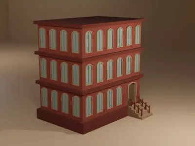 Low Poly Building Low-poly 3D model 2