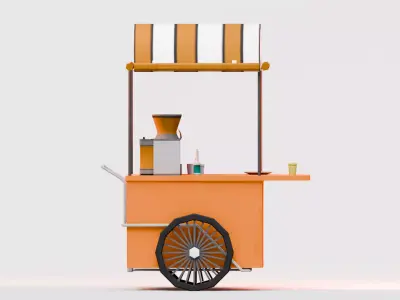 Amusement Park - Food Cart 1  Low-poly 3D model