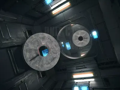 Spaceship Interior 03 Cross Unit PBR 3D model