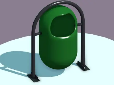 basurero oval parque 3D model