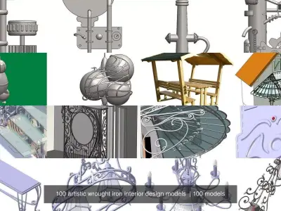 100 artistic interior and exterior metal work 3D Model Pack