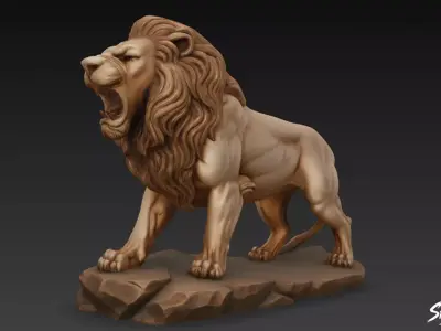 Lion Statue V30 Low-poly 3D model