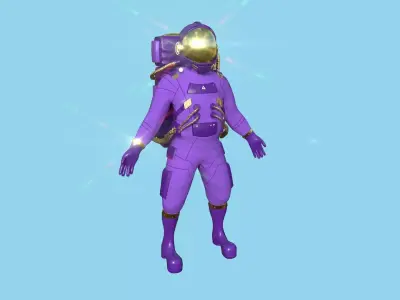 Astronaut Outfit 06 - Purple Gold - Character Design Fashion Low-poly 3D model