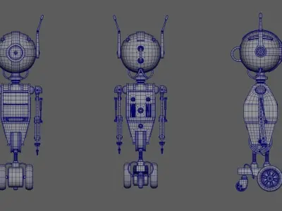 Cute rigged little robot Low-poly 3D model