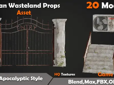 Post-Apocalyptic Urban Props Low-poly 3D model