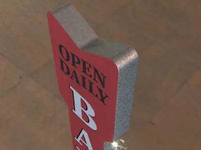 BAR Open Daily sign LED Marquee Low-poly 3D model