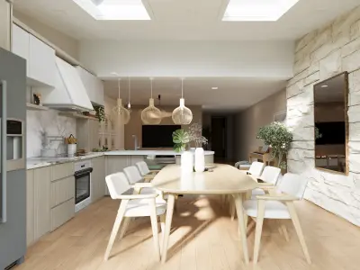 Modern Scandinavian Villa Interior  Low-poly 3D model