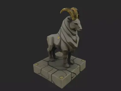 Stylized Goat Statue  Low-poly 3D model