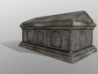 tomb 5 stone casket Low-poly 3D model