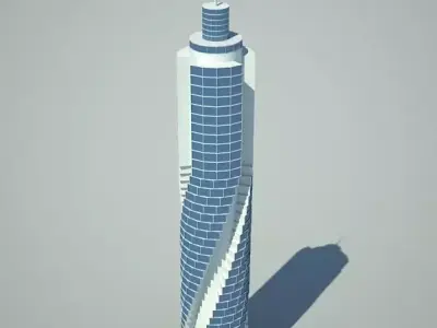 Skyscraper futuristic Low-poly 3D model