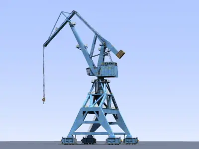 Crane Blue for shipyard cargo terminal or port 3D model