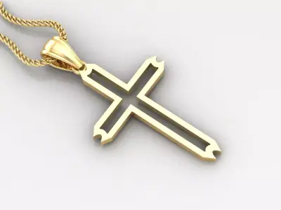High Cross Pendant Light Gold 18K 4CP037 3D print model