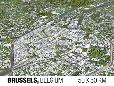 Brussels 50x50km City Map Model 3D model