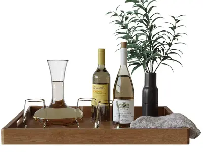 Decorative Set On A Tray 3D model