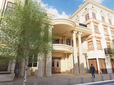 Classic stone facade-Building Classic Facade Element 3D model 4