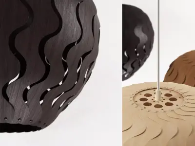 Belle pendant light made of wood 3D model