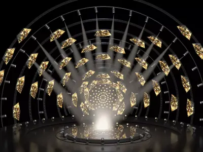 Ultra-Modern Circular Concert Stage with LED Arches 3D model