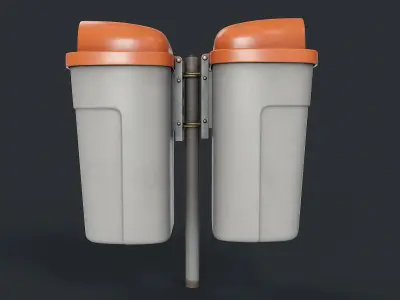 Street Trash Can 37 PBR Game Ready Low-poly 3D model