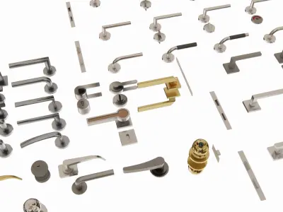 Door handle lock set 3d model 3D model