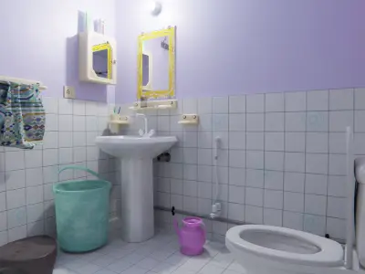 Bathroom with toilet and sink 3D model