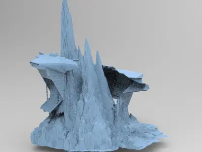 Mountain Sci fi ship wreck 2  3D model