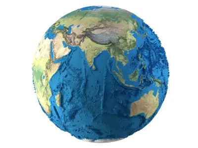 Earth Physical Map Globe  Low-poly 3D model