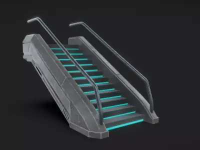SciFi Stairs Low-poly 3D model