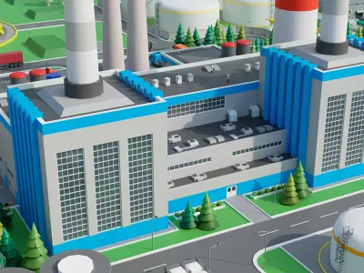 Factory Low-poly 3D model