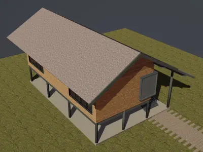 Tropical house with terrace 3D model