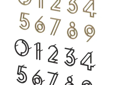 Art Deco Lined Style Door Numbers Linia 3D model