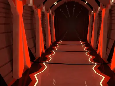 Sci Fi Corridor Low-poly 3D model 4