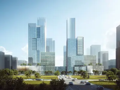 Modern Skyscraper Business District 3D model