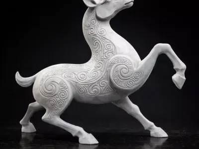 Ornamental Rearing Horse Sculpture 3D print model