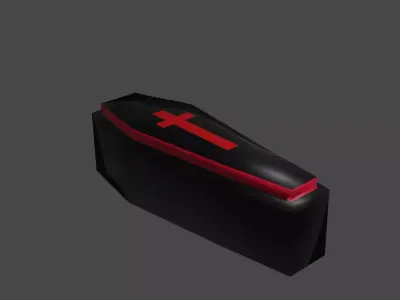 Ready to use Gothic Coffin Red and Black  Low-poly 3D model