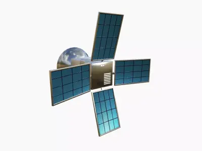Satellite G08 Aluminum - SciFi Space Design Low-poly 3D model