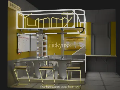 futuristic mini restaurants furniture pack Free 3D model