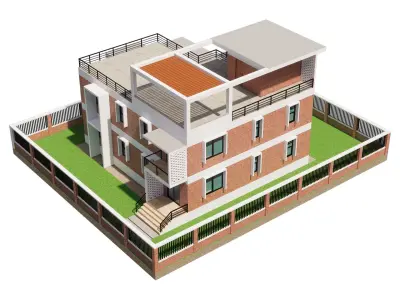 Modern Brick House 4 3D model