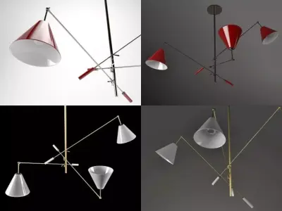 Sinatra chandelier with three lamps 3D model