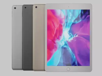 Ipad 8th generation three colors Low-poly 3D model