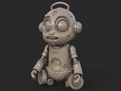 Cute Robot Child Clay Low-poly 3D model