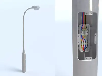Street Light - lamppost with internal electrics and wiring Low-poly 3D model
