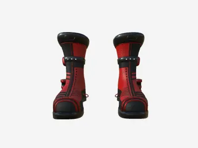 SciFi Boots A02 Red Black - Character Design Fashion Low-poly 3D model