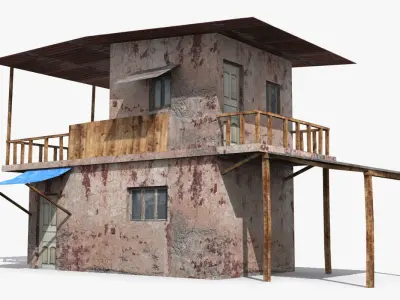 Slum n old house with roof Low-poly 3D model